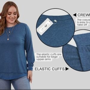 NWT Women's Blue Crew Neck  Crisscross Open Back Top Sz XL